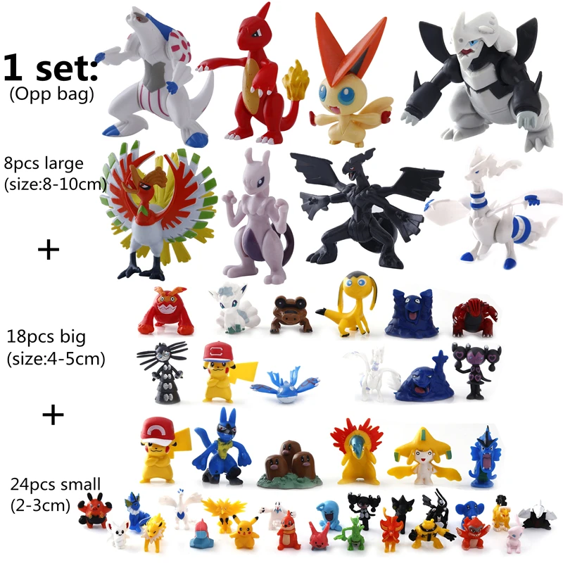 Pokemones большой размер фигурка эльфа мяч мини фигурки Чаризард модель игрушки Brinquedos Коллекция аниме дети куклы - Цвет: 8large 18big 24small