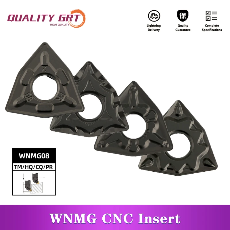

Q.Grt Carbide Insert WNMG080408 WNMG080404 TM HQ CQ PR Rough Semi Finishing For Steel Turning Tool lathe Black XT1028