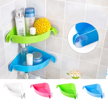 

High Quality Plastic Corner Shelf Suction Rack Organizer Cup Storage Home Bathroom kitchen Shower Wall Basket Fashion Durable