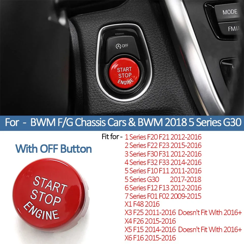 Автомобильный двигатель старт/стоп кнопка включения наклейки для BMW F10 F30 G30 F20 F34 F07 F01 F02 F15 F16 F25 F48 G32 X1 X3 X4 X5 аксессуары - Название цвета: With Off-Red