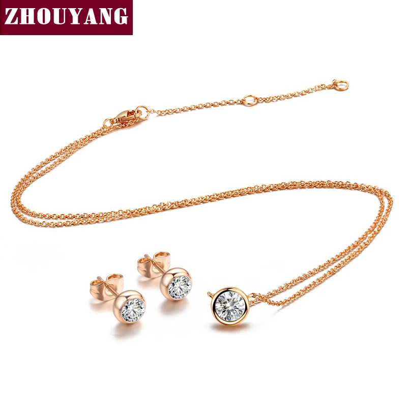

Jewelry Set For Women Classic Simple Style One Crystal Necklace Earrings Set Fashion Jewelry For Women Girl ZYS370