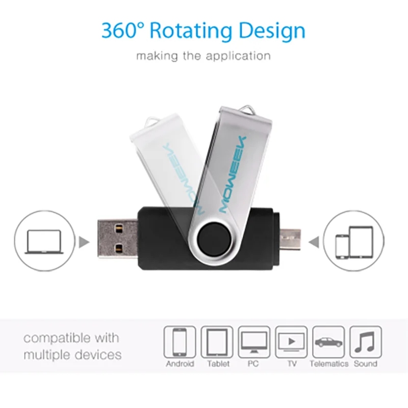 Moweek модный OTG USB крутой флеш-накопитель 64 ГБ USB 2,0 флеш-накопитель transcend 32 ГБ 16 ГБ 8 ГБ 4 ГБ Флешка карта памяти металлическая U