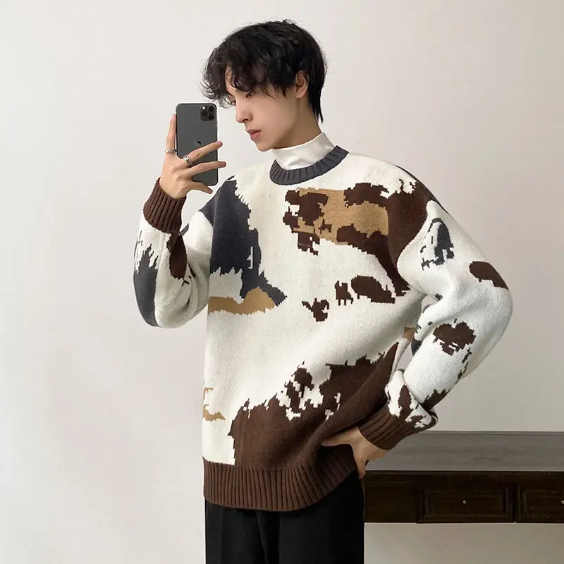 

Winter Thick Camouflage Sweater Men's Warm Fashion Casual Knit Pullover Men Wild Loose Korean Sweaters Mens Clothes M-2XL