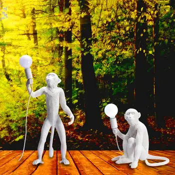

Modern Hemp Rope colour Monkey Lamps LED Floor Lights Art Replicas Resin Floor Lamps Desk Lamps Bar Decoration Standing Lamps