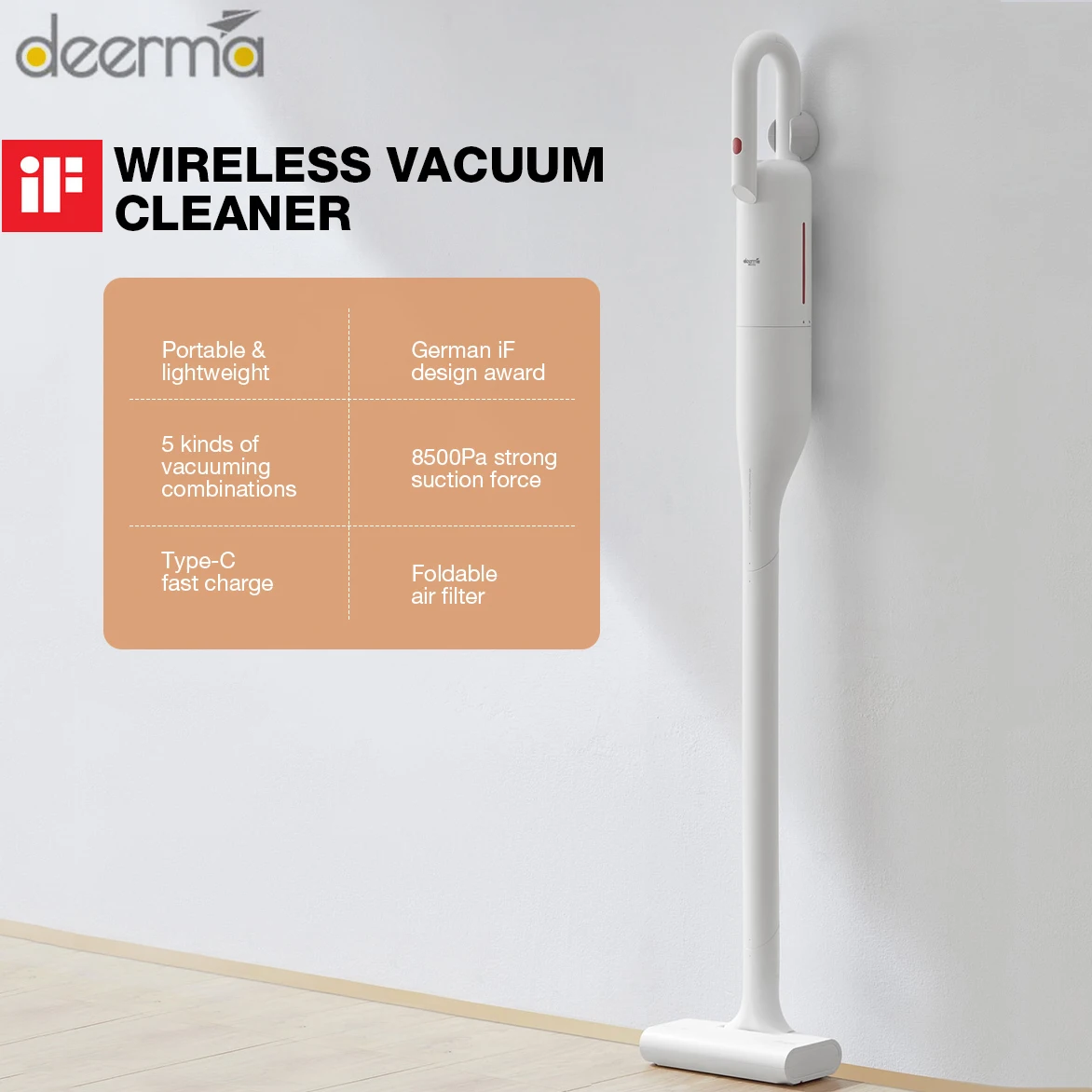 Deerma Vc01 Handheld Vacuum Cleaner 8500pa Wireless 30min Long
