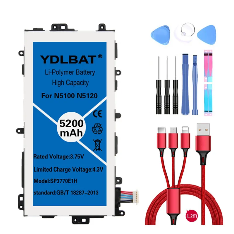 YDLBAT Аккумулятор для планшета SP3770E1H для samsung N5100 N5120 Galaxy Note 8,0 N5110 оригинальные Сменные Аккумуляторы 5200 мАч - Цвет: As shown in figure