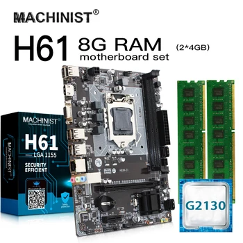 

H61 LGA 1155 desktop motherboard set kit H61M-S1 with Intel G2130 LGA1155 CPU 8G(2*4G) DDR3 RAM Mico-ATX Integrated Graphics