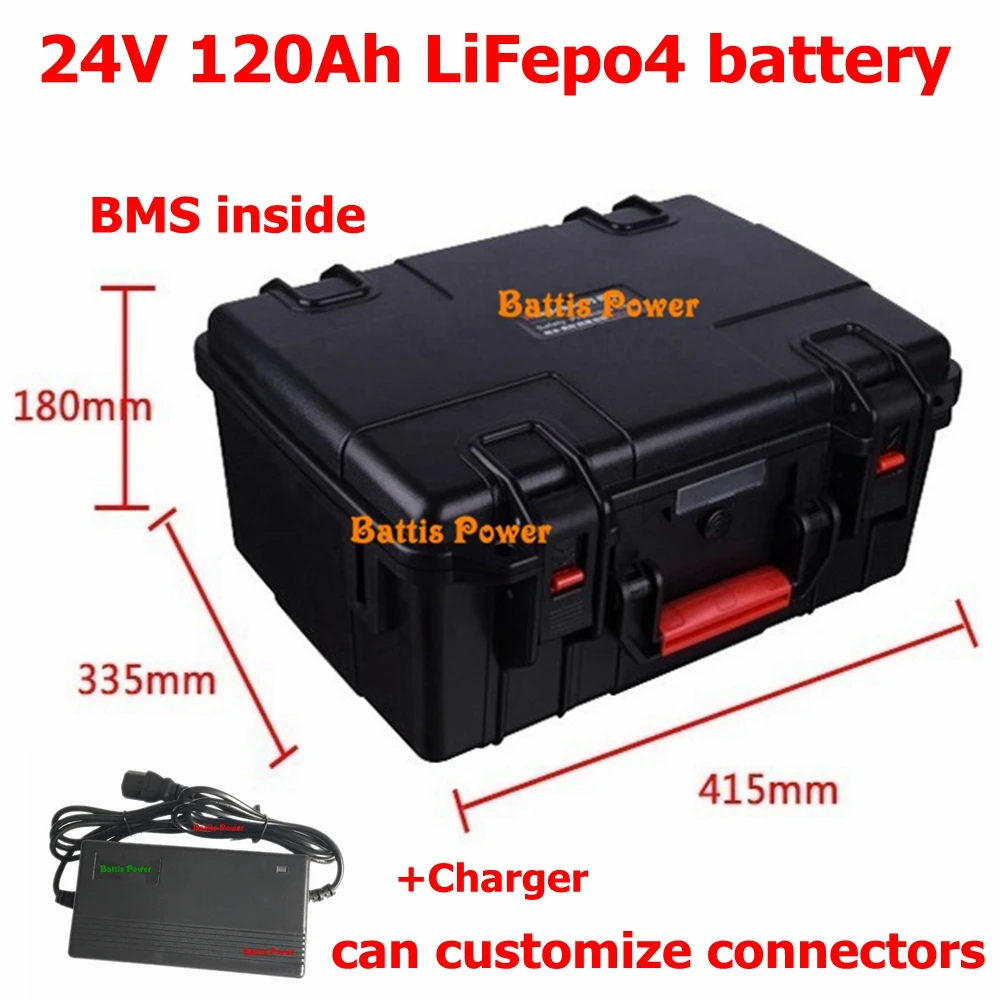 24V 120Ah 100Ah LiFepo4 литий Рион батарейный блок с BMS 150A для рыбацкая лодка мотор AGV