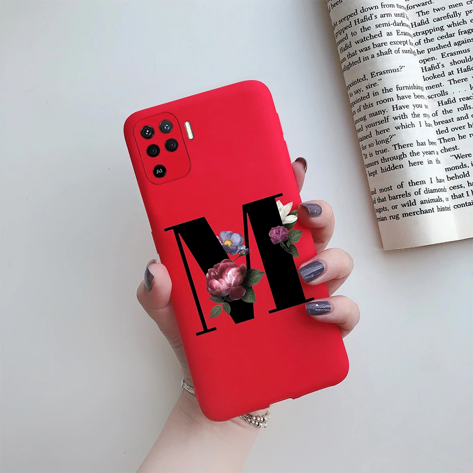 cases for oppo phones For Oppo Reno 5 Lite Case Letters Monogram ABC Flower Soft Silicone Back Cover For Oppo Reno5 Z Reno 5 F Z Lite 5F 5Z 5Lite Case oppo phone back cover Cases For OPPO