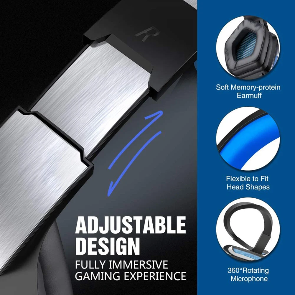 Adjustable Bass Stereo Gamer Headset Wired Earphone Outdoor Enjoyable Led Light Gaming Headphones Earphone Ornament
