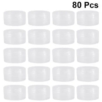 

80pcs 5g Empty Round Pot Jars Plastic Cosmetic Containers Set with Lid for Storage Liquid Creams Sample(Transparent)