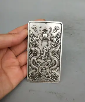 

Collection Tibetan silver hand carved Ssangyong play pearl amulet pendant