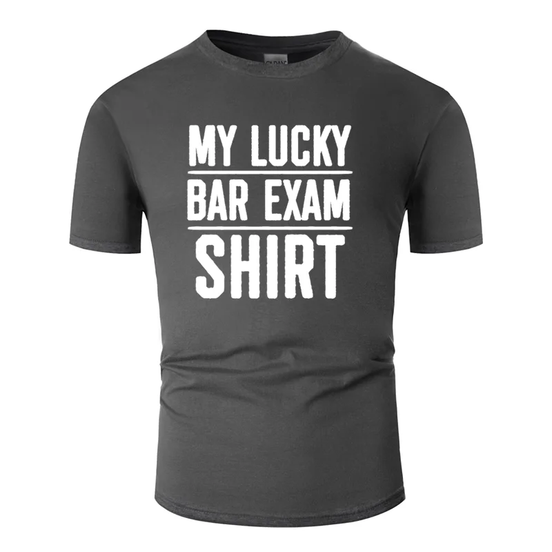 Графическая футболка с надписью «lucky bar exam», забавная Студенческая одежда, футболка, семейные мужские футболки, хлопковые футболки с защитой от морщин