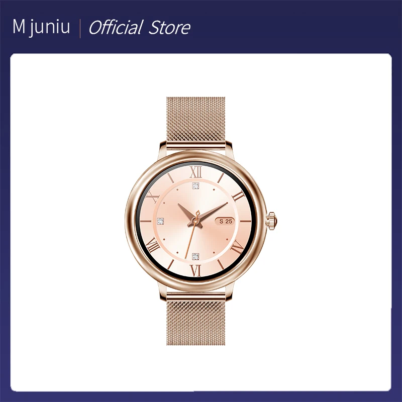 Mjuniu Stylish Women's Smart Watch Luxury Waterproof Wristwatch Stainless Steel Casual Girls Smartwatch For Android iOS Xiaomi