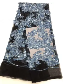 

Wholesales Luxury Embroidered Hand Made Beaded Lace African Sequince tulle lace fabric For Wedding Dress Win362