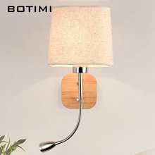 BOTIMI светодиодный настенный светильник для гостиной, прикроватный настенный светильник с тканевым абажуром E27, светильник для чтения на кровать, домашнее освещение