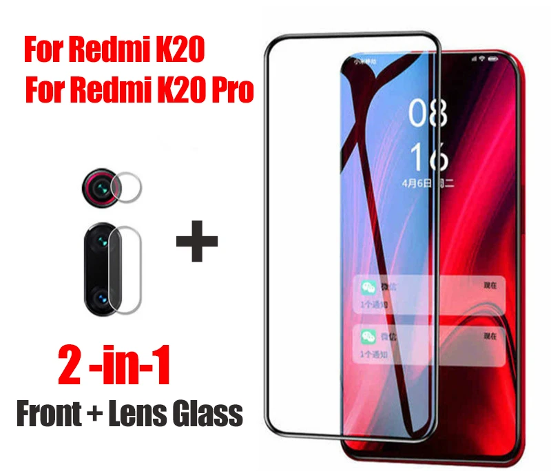 2 в 1 стекло для объектива камеры для Xiaomi Redmi Note 8 7 Pro Note 8T закаленное стекло для защиты экрана для Redmi 8 7 K20 Pro стеклянная пленка - Цвет: For Redmi K20 Pro