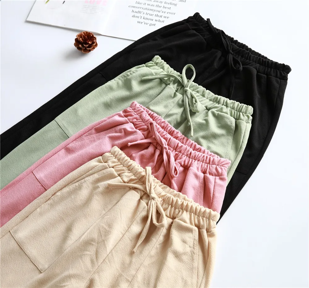 Women pants Spring Summer fashion female Solid high Waist loose harem pant pencil trousers Casual Cargo pants streetwear