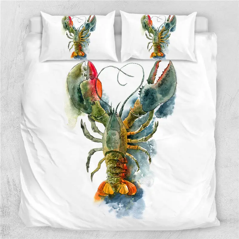 BeddingOutlet, светящаяся Медуза, Комплект постельного белья, морской конек, пододеяльник, океанское морское одеяло с изображением животных, покрывало, покрывало, акварельное постельное белье - Цвет: Lobster