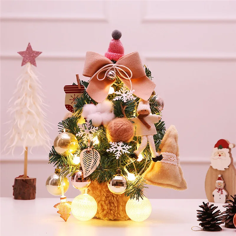 30 см DIY искусственное Флокирование Рождественская елка рождественское настольное украшение с подсветкой мини-щетка для бутылок из сизаля Рождественская елка Navidad@ 5
