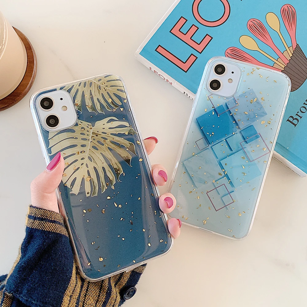 Чехол SUYACS с геометрическим рисунком из золотой фольги для телефона iPhone 11 Pro Max XS XR X