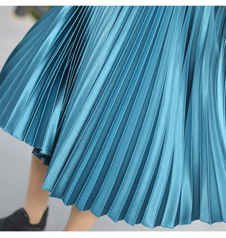 Новые осенние и зимние корейские длинные вечерние юбки с эластичной резинкой на талии, плиссированные юбки трапециевидной формы с высокой талией