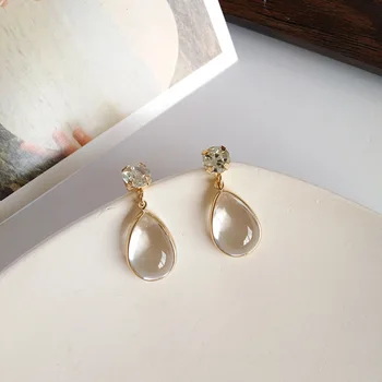 

S925 Needles Fashion Resin Material yu jie Van Transparent Ear Stud Daily Life Outfit Cool GIRL'S Street Snap Earrings Ear Stud
