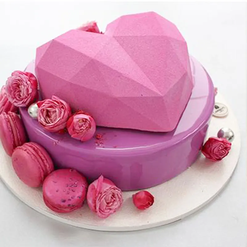 

3D Diamond Love Heart Shape Mold Silicone Chocolate Cookie Muffin Baking Tool Sponge Mousse Dessert Cake Decorating