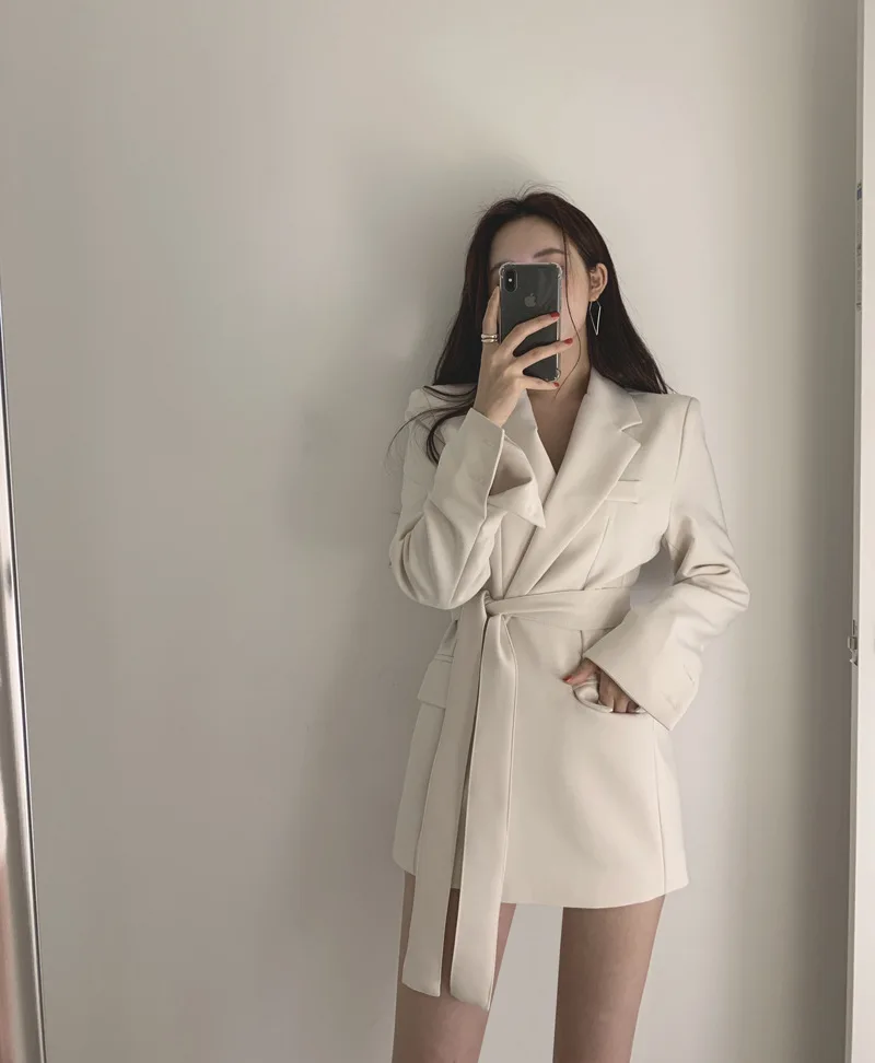 Bella Philosophy Женский Осенний Блейзер платье Женский комбинезон для новорожденных с длинными рукавами короткое платье Тонкий деловой Роскошный Блейзер Куртка