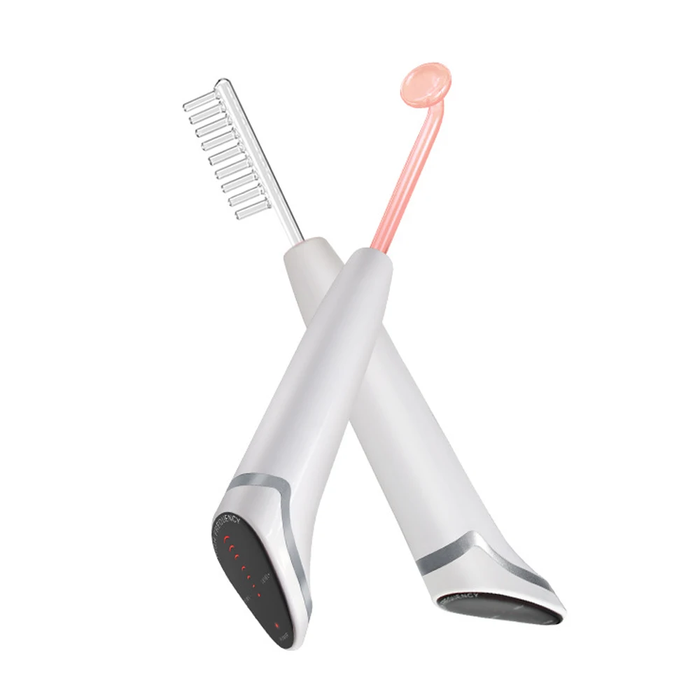 Safe Voltage Portable High Frequency Facial Wand HF Skin Therapy Machine Neon Argon Electrodes Anti Aging Blemish Spot Acne Care