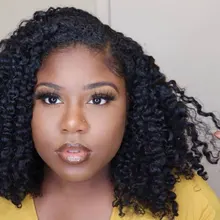 Peluca rizada mongol 3B 3C para mujeres negras cabello humano Afro rizado, pieza en U, corte de Bob corto, Belleza