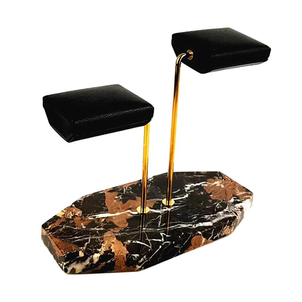 Marble Green Base Gold Support Watch Display Stand for Bracelet Double Watch Jewelry Organizer Watch Placement Jewelry Stand