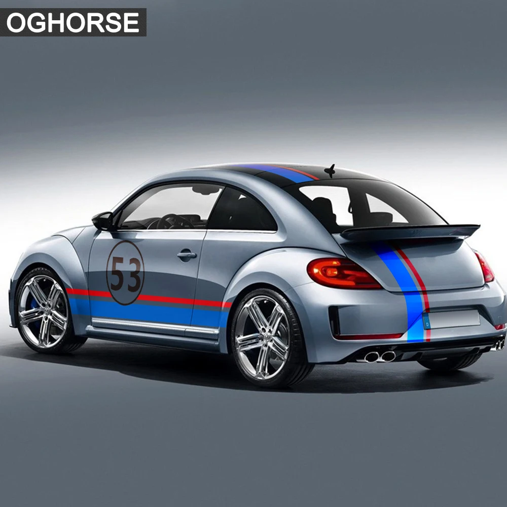 53 Styling Decal Side Stripes Hood Roof Rear Racing Vinyl Stickers for A5 2011-Present Accessories