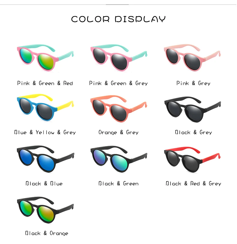 Longkeader, гибкие детские солнцезащитные очки, поляризационные Круглые Солнцезащитные очки для девочек, UV400, детские солнцезащитные очки, силиконовые очки R07