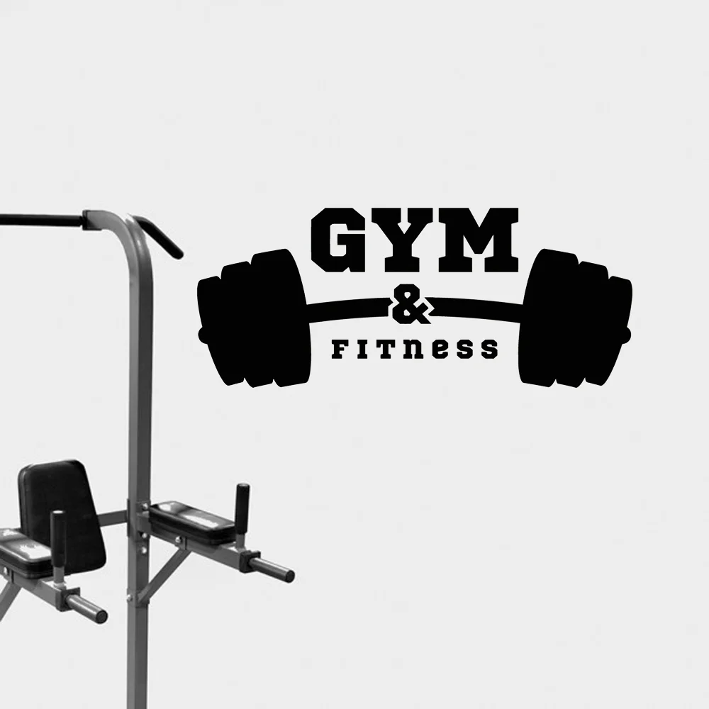 Wall Vinyl Decal Fitness Club Girl Woman With Barbell Bodybuilding Dec —  Wallstickers4you