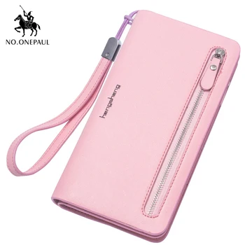 

NO.ONEPAUL 2020NEW Women's Cross Pattern Long Wallet Zipper Large Capacity Small Change Mobile Phone Bag Buckle Female Wallet