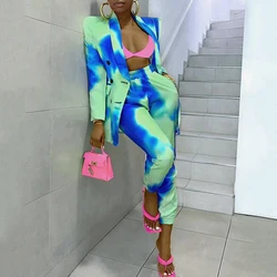 Primavera outono streetwear feminino conjunto de manga longa blazer calças terno senhora do escritório treino duas peças conjunto roupas de fitness