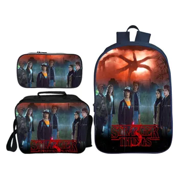

3Pcs/Set Stranger Things Printing Teenagers Backpack Student School Bags Children Travel Shoulder Bag for Kids Bookbag