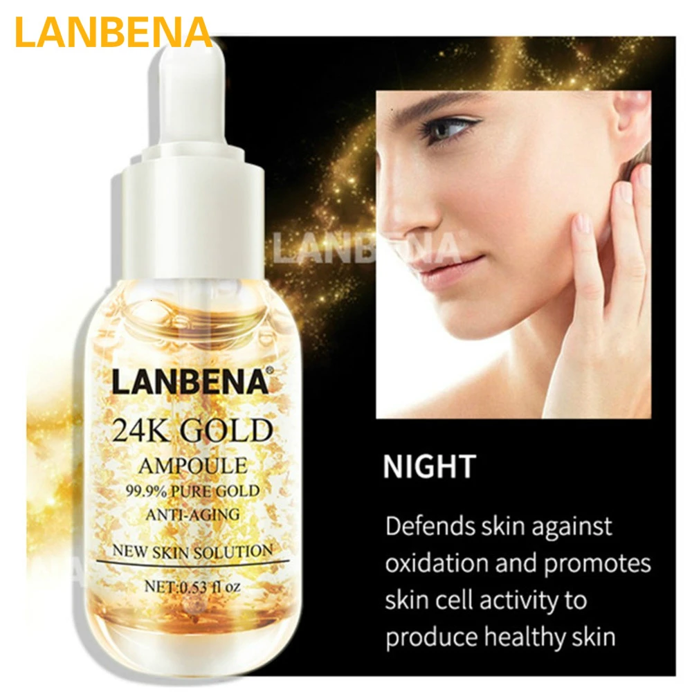 LANBENA 24k Золотая Гиалуроновая кислота коллагеновая сыворотка питает укрепляющие