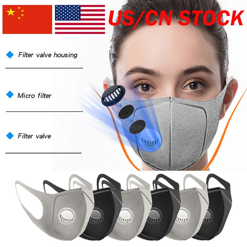 

Men Women Anti Dust Mask Anti PM2.5 Pollution Face Mouth Respirator Black Breathable Valve Mask Filter 3D Mouth Cover
