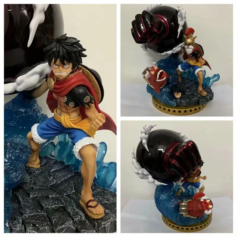

38cm Japanese Anime One Piece Gladiator Monkey D Luffy Action Figure Replaceable Head Collectible PVC Model Toy with Box