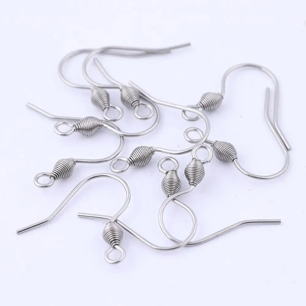 40pcs Gold Silver Earring Hooks Wholesale Ear Wires Stainless Steel Dangle  Drop Earrings Nickel Free Ear Hooks 