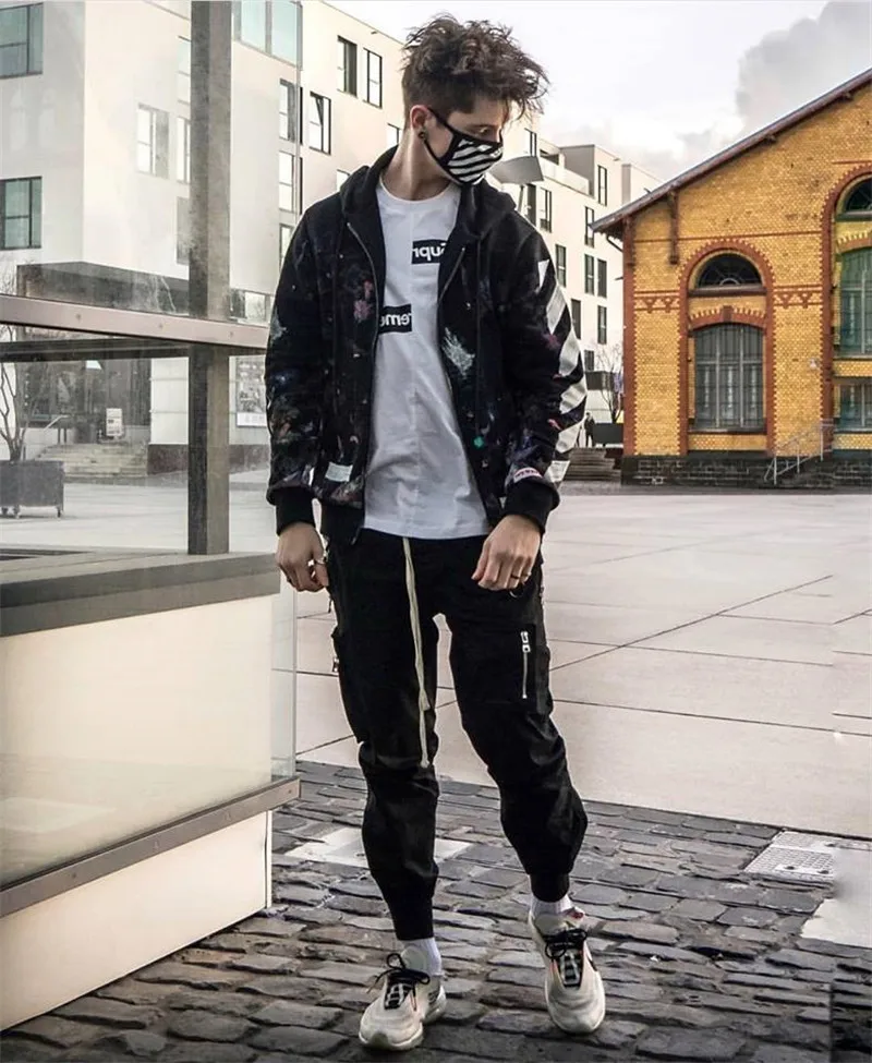 New style trends brand men loose sweatpants Han edition youth ins Harem Pants Beam Foot rope Male zipper pockets trousers