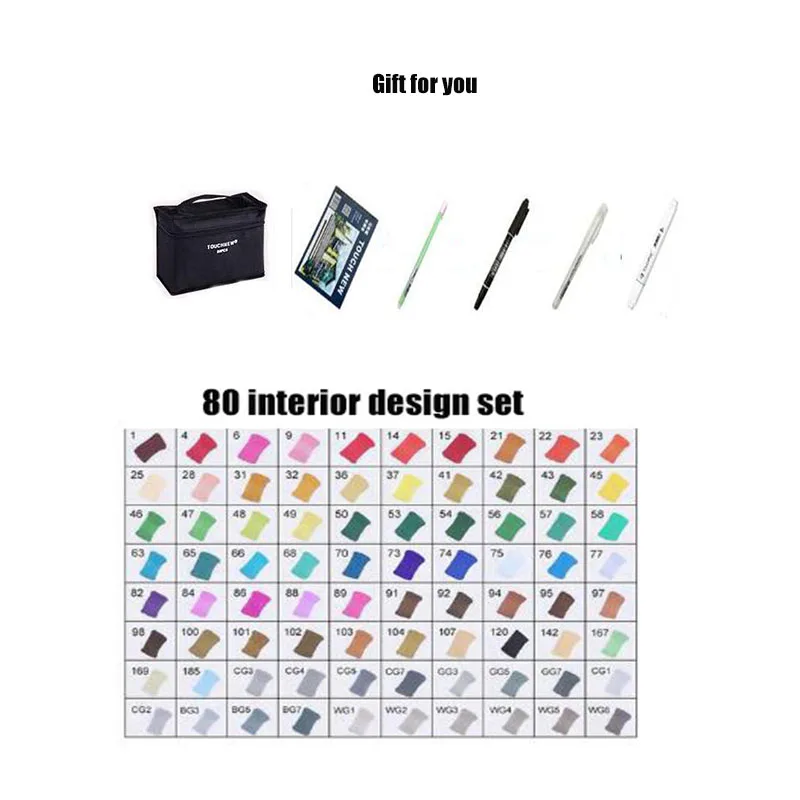80 interior design TouchFIVE 30/40/60/80 Цвет маркеры манга рисунок Маркеры Ручка на спиртовой основе эскиз жирной двойной кисть товары для рукоделия - Цвет: 80 interior design