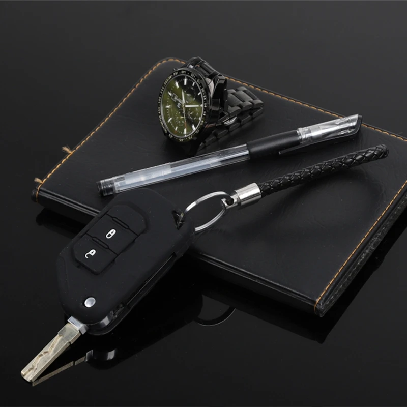 

Car Two Button Key Case Silica Gel Cover for Jeep Wrangler JL 2018 2019 Keys Holder Protector Organizers Accessories