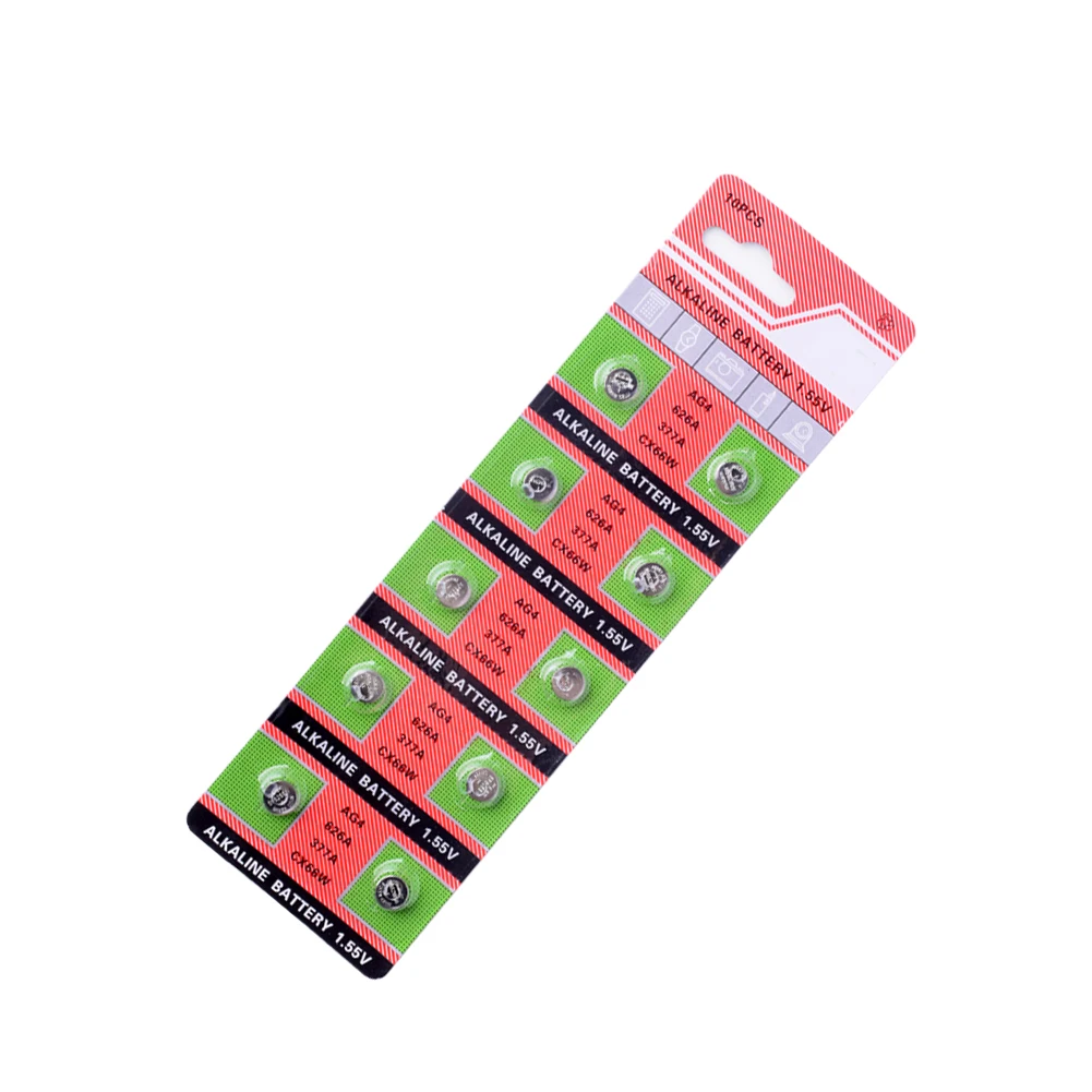 10pcs/pack Cell Coin Alkaline Battery 1.55V AG4 LR626 377A SR626 LR66 177CX66W For Gadgets Watches Camcorders Button Batteries