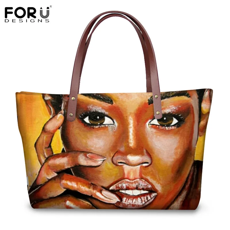 

FORUDESIGNS Ladies Black Girl Magic Afro Lady Printing Fashion Bags Women Large Capacity Mummy Outdoor Cloth Bag Female Mochila