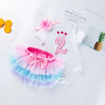 

2 Old Girls First Birthday Princess Dress Infant Tutu Brand Clothing Bebe Romper Set baby Dress Summer Newborn Baby Girl Clothes
