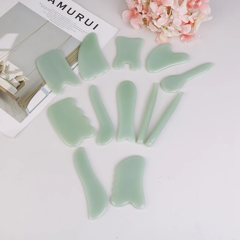 

14Styles Natural Jade Scraping Board Massager Relaxation Pressure Therapy Scraper Health Care Beauty Massage Tool For Face Body