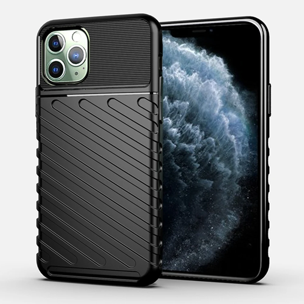 

OTAO Soft Silicone Case For iPhone 11 Pro MAX X XR XS 3D Stripe Shockproof Armor Cover For iPhone 7 8 6 6s Plus Case Phone Coque
